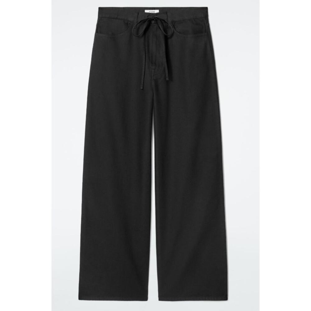 Cos 'Silk' Black Wide-Leg Pants Size 8